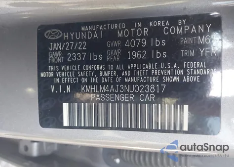 2022 Hyundai Elantra Hybrid Blue z USA, uszkodzony, nr VIN KMHLM4AJ3NU023817